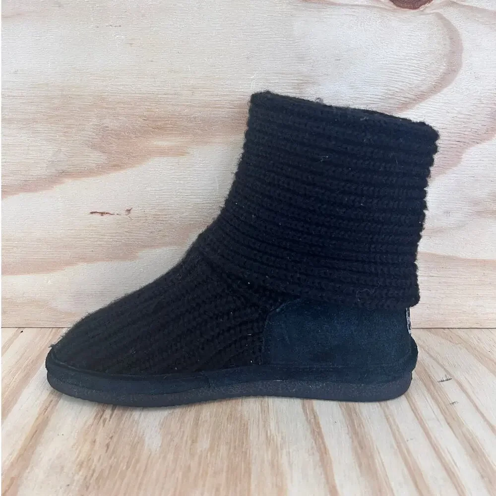 Bearpaw - Knit Tall Fold Over - Winter Boots - Black - Women's - 7